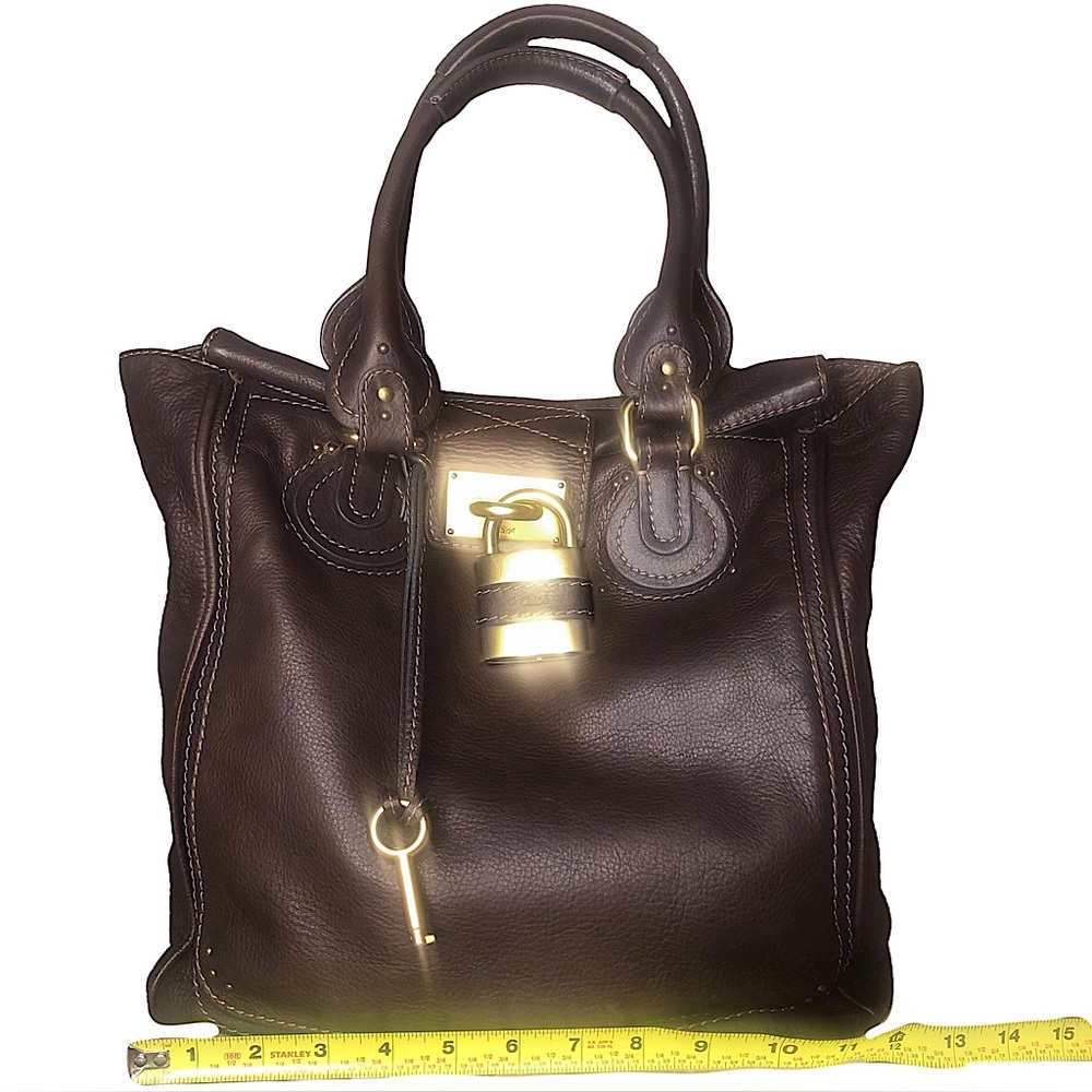 CHLOE Paddington Mocha Brown Leather Bag with Lock & Key Mint Condition - Picture 11 of 17